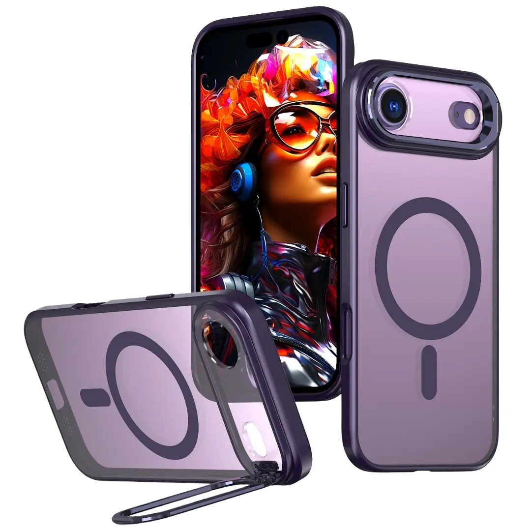 iPhone 17 Air MagSafe Smoke Camera Stand Case Purple